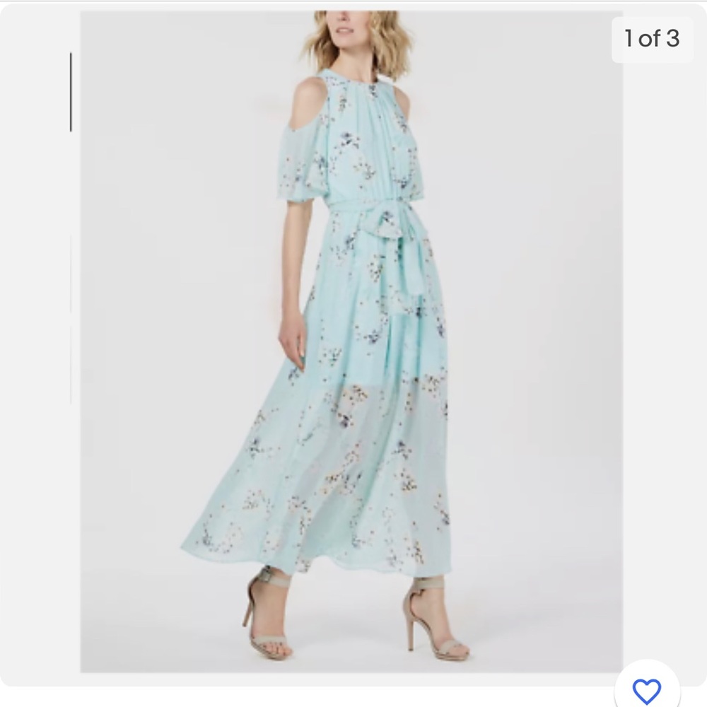 Calvin Klein Floral-Print Cold Shoulder Maxi Dress Size 6